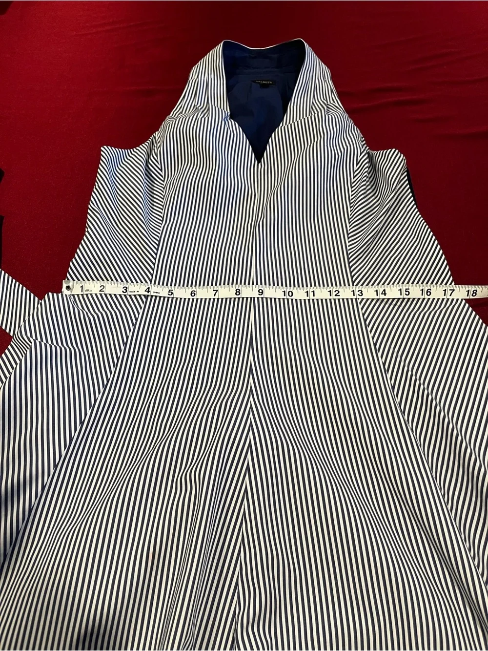 Talbots Navy and White Striped Halter Tie-Waist Midi Dress - Picture 5 of 8